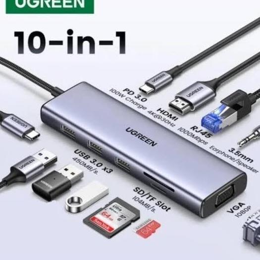 UGREEN 10 IN 1 HUB USB TYPE C ADAPTER DOCKING USB C MULTIPORT 10IN1