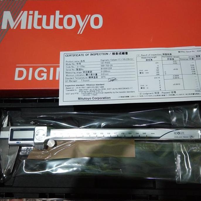 TERBARU - Caliper sigmat digital 0-200 mm original Mitutoyo baru...Coolant proof
