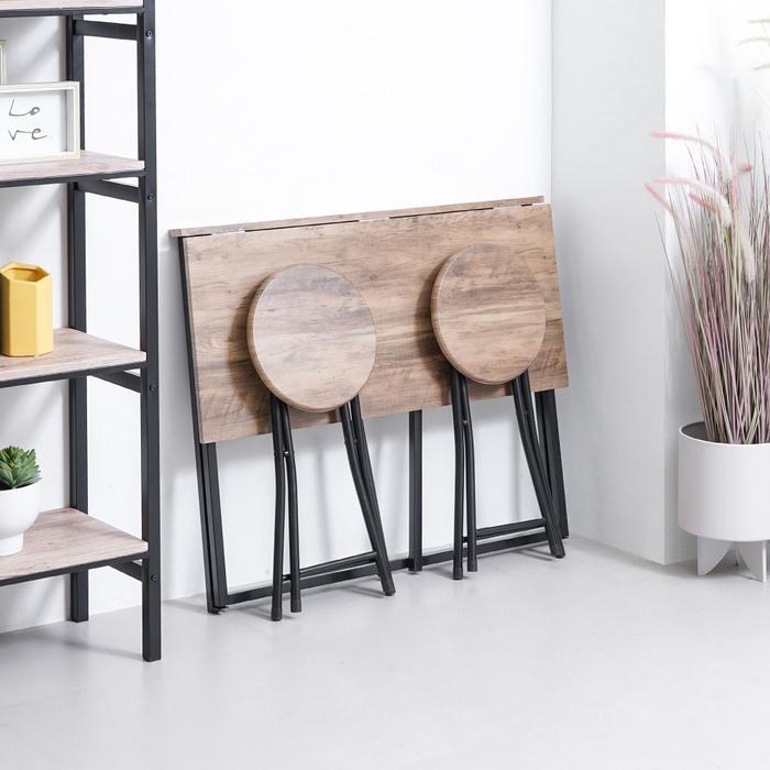 Informa Lexi Set Meja Makan Lipat 2 Bangku - Cokelat Walnut Kursi Dan Meja Taman Foldable Garden Des