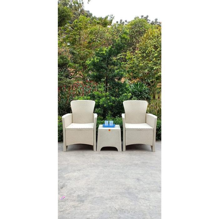 Set Kursi + Meja Teras Plastik Motif Rotan AKR AKAKO