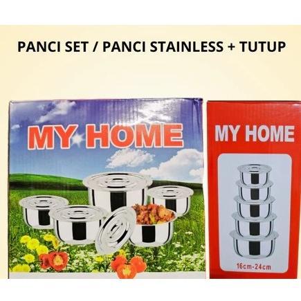 DISKON PANCI SET / SUSUN 5 STAINLESS STEEL / PANCI INDIA / PANCI MY HOME SET / PANCI SET / PANCI STA