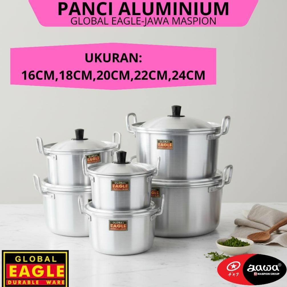 DISKON PANCI SET ALUMINIUM STAINLESS MERK  JAWA MASPION GLOBAL EAGLE 16 18 20 22 24CM/PANCI REBUS KU