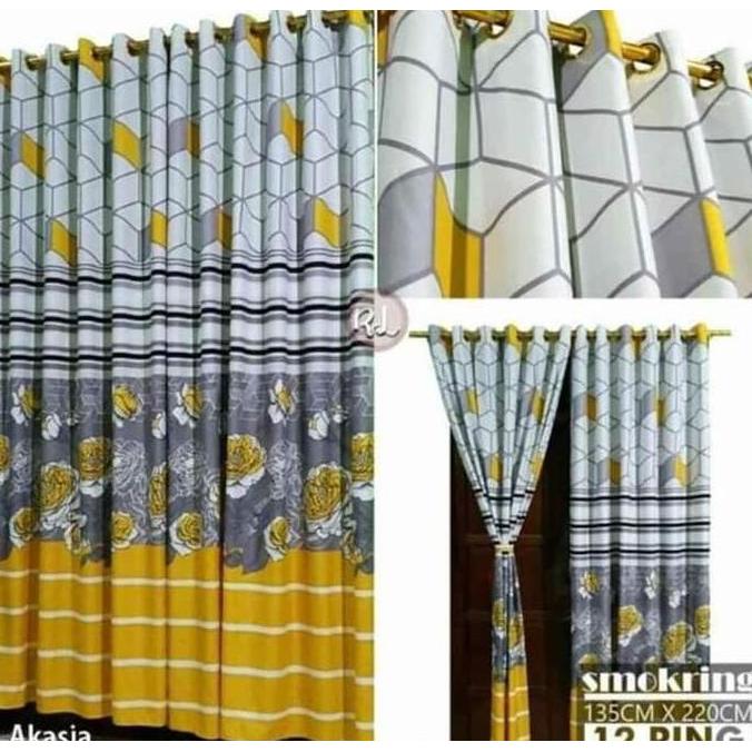 Tirai Jendela Dan Pintu Minimalis Gold Merah Tali Gorden Allshop