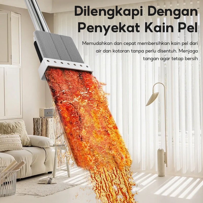 42Cm Alat Pel Lantai Datar Jumbo Pel Cuci Peras Otomatis Memiliki Wiper Anti Karat Kain Microfiber S