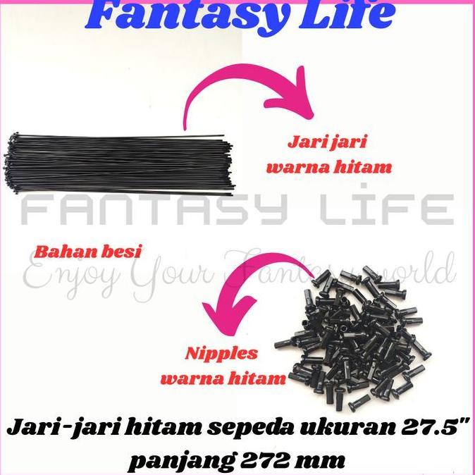Ready Fantasy Jari jari sepeda 27.5 warna HITAM spoke harga untuk @36 PCS panjang 272 mm sepeda MTB