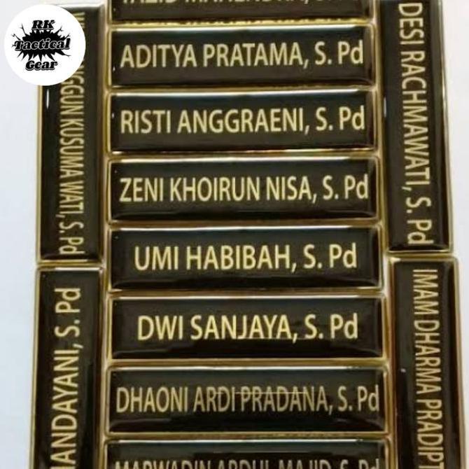 Ready Name tag / Resin Huruf Gold / Papan nama PNS/GURU / Nama Dada  + Resin