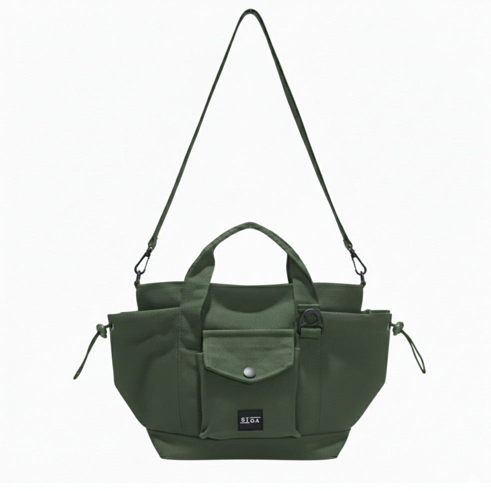 Tas Selempang Pria Wanita Unisex Kanvas Army – Sling Bag Casual Multifungsi STOA Henley Hijau Army