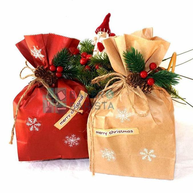 best seller] Xmas Paper Bag Red Brown Set Goodies Bag Paperbag Natal Hampers Parcel