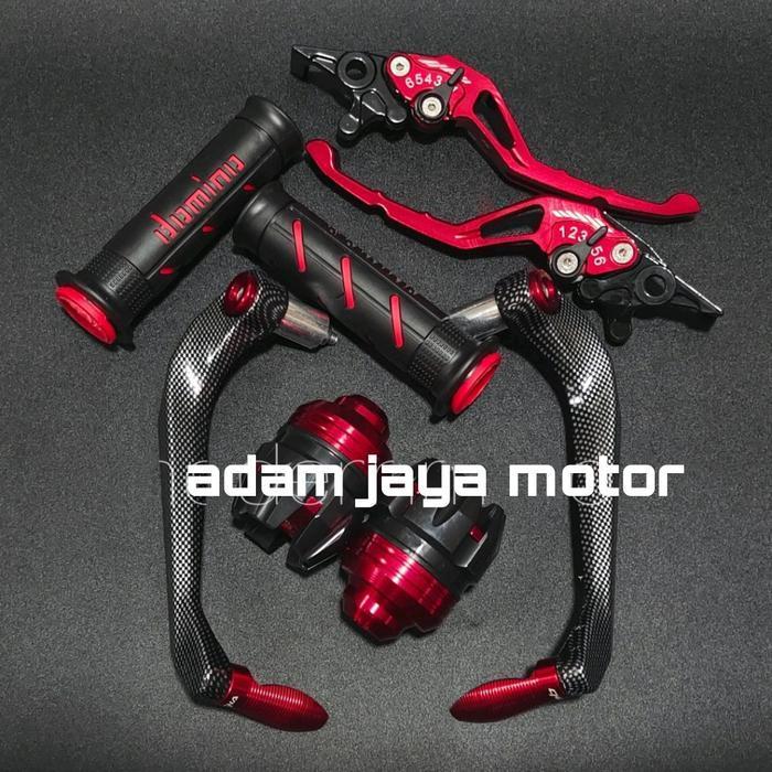 Paket Hemat 4In1 / Proguard Carbon Sabit + Handgrip Domino Sisik + Handle Setelan Cnc + Jalu As / Nm