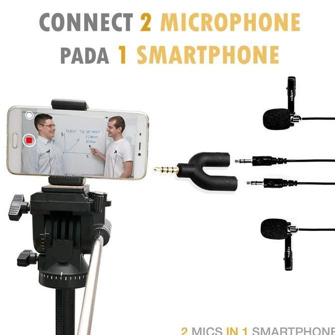 Awdx- Splitter 2 Microphones Mic To Mic Audio Adapter Dua Dual Mikrofon