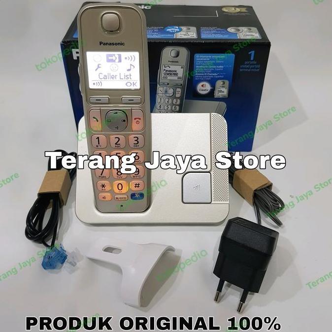 HARGA TERBAIK - Telepon Wireless Panasonic KX-TGE210 (Gold) Wireless Phone TGE210