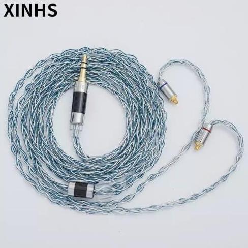 Awdx- Xinhs Rainbow Blue With Mic / No Mic Kabel Upgrade Earphone Moondrop Chu Kz Edx Pro Cca Cra+ K