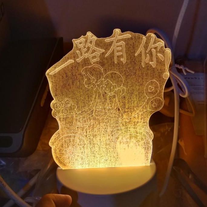 Lampu Hias Motif 3D Acrylic Lampu Tidur LED Akrilik 3D Transparan