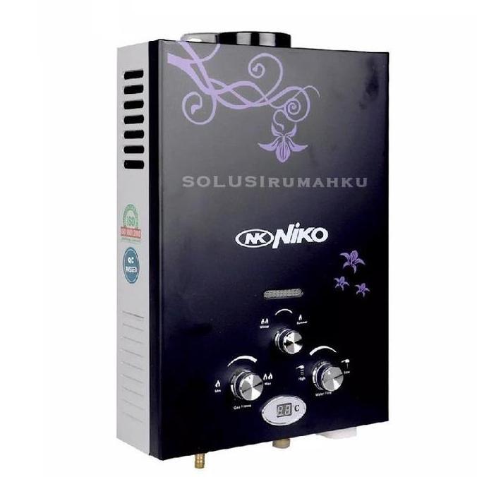 Water Heater Gas LPG NIKO BLACK + LED Display / Pemanas Air Mandi