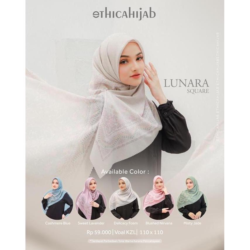 HIJAB VOAL MOTIF LUNARA SQUARE BY ETHICA BEST SELLER