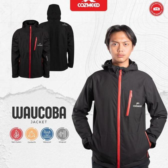[ GRATIS HADIAH ] Cozmeed Jaket Sport Gunung Extreme Pria Waucoba 1.1 Black Dapat Topi Trucker