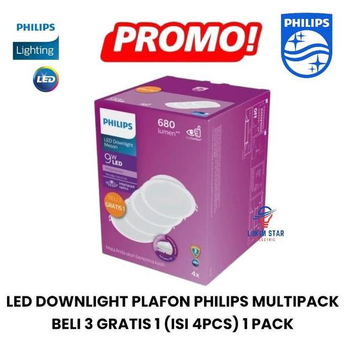 PHILIPS Lampu Downlight Multipack MESON 9W 59449 Downlight 4 inch Philips 9W D100