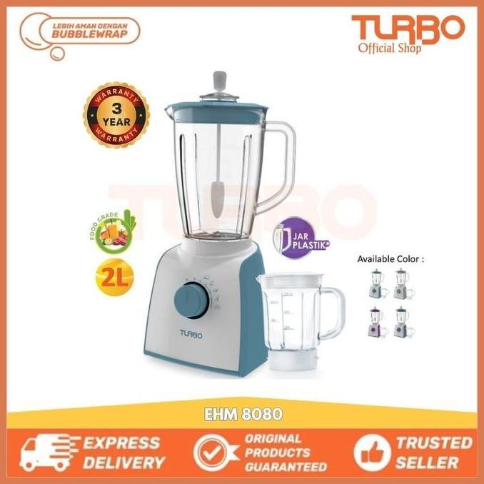 DISKON SPESIAL - Turbo Blender Plastik Plus Mini Glass Jar/Penggiling Bumbu Basah EHM8080 - 4 Varian