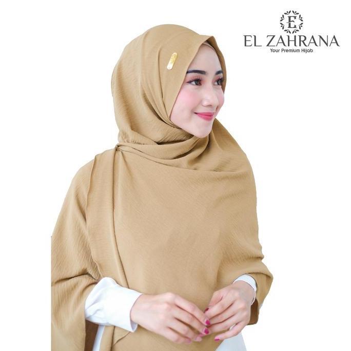 El Zahrana Lovely Shawl   Crinkle Airflow Kerudung Pashmina Oval Melayu - Pasmina Syari Jumbo  Panja