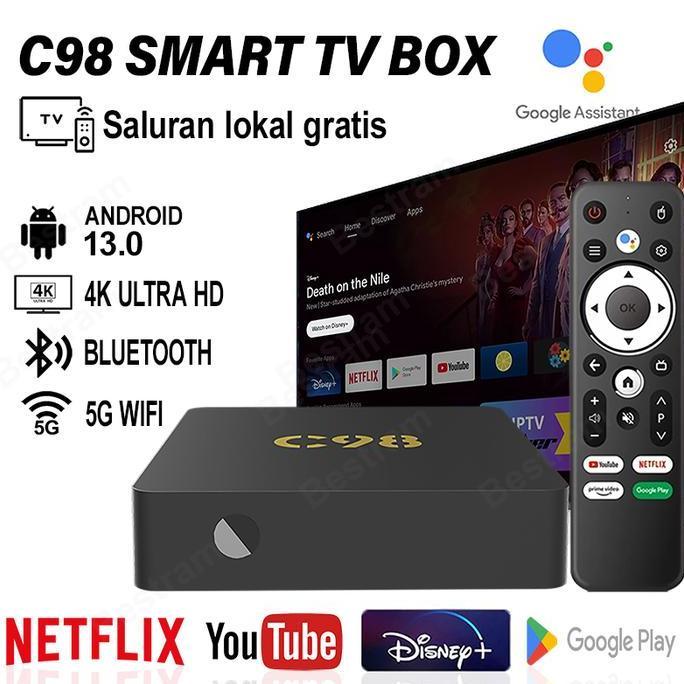 DEAL TERBAIK - C98 Android Tv Box Android 13.0 OS Bluetooth Smart Tv Box 5G WiFi Tv Box 4K Ultra HD 