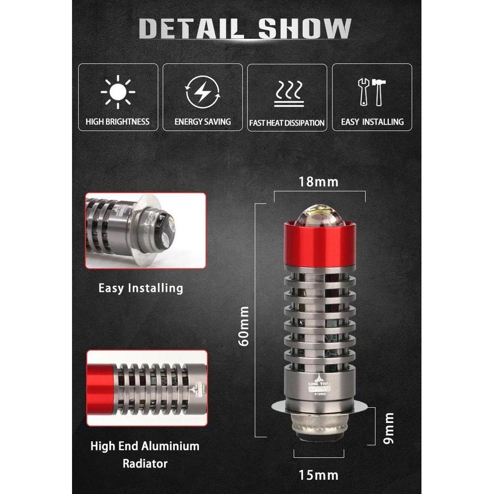 BOHLAM LAMPU LED DEPAN H6 LASER 2WARNA PUTIH KUNING 26WATT MREK AES