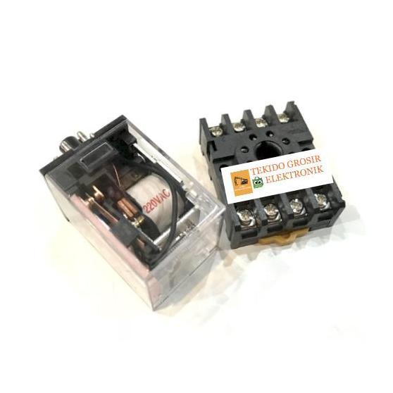 Relay + Socket - Relay Ac 220V 10A 8P - Soket Ac 8P Promo