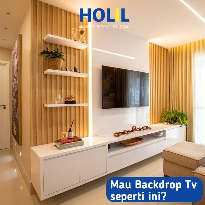 backdrop tv costum/ backdrop tv minimalis hpl / rak tv / lemari tv