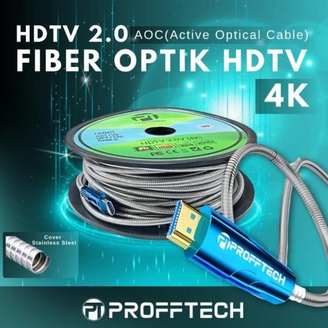 TERMURAH - KABEL HDMI FIBER OPTIC V 2.0 4K60Hz LAPIS BESI  Pelindung ARMORED BAJA ACTIVE OPTIK 10 15