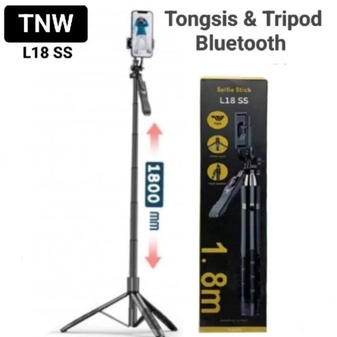TERBARU - TRIPOD TONGSIS  BLUETOOTH TNW L18 SS Tongsis Selfie HP / Kamera - L18SS