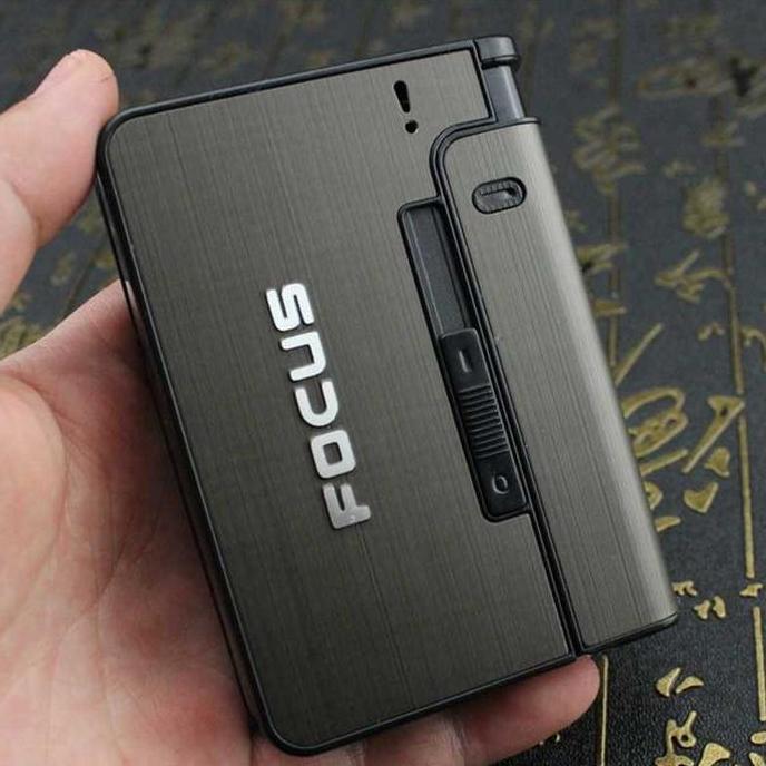 SANGSAKALA 2019 Focus Kotak Rokok Fashion Bungkus Metal Case with Lighter Korek
