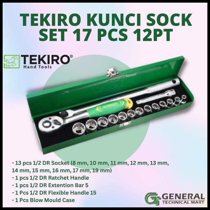 TERLARIS TEKIRO- KUNCI SHOCK SET 17 PCS 8-24MM BOX BESI TEBAL ORIGINAL 