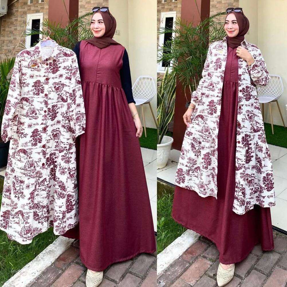 TERLARIS QF Gamis Plust rompi tunik 916 / gamis / gamis terbaru / Gamis rompi tunik / gamis cardigan