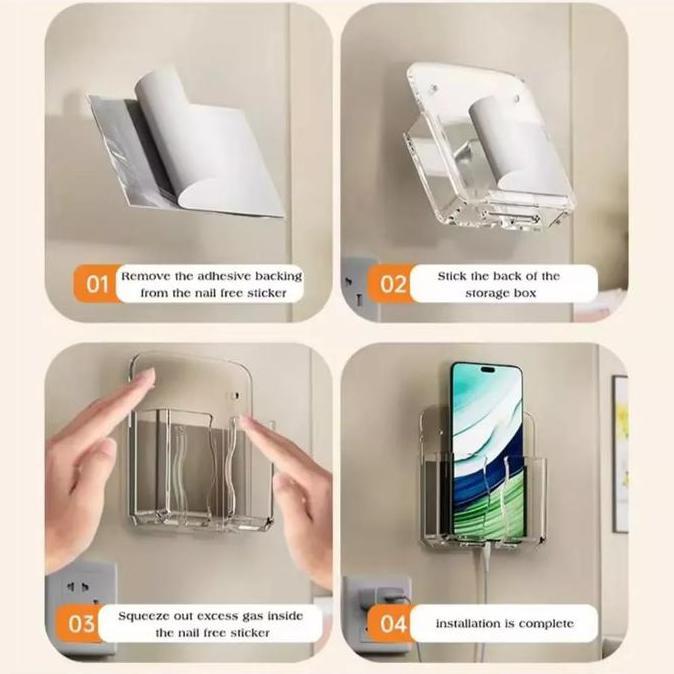 WESELTON Uniq Rak Ponsel Pengisi Daya Charger Stiker Sticker Tempat Akrilik Bening HP Phone Holder R