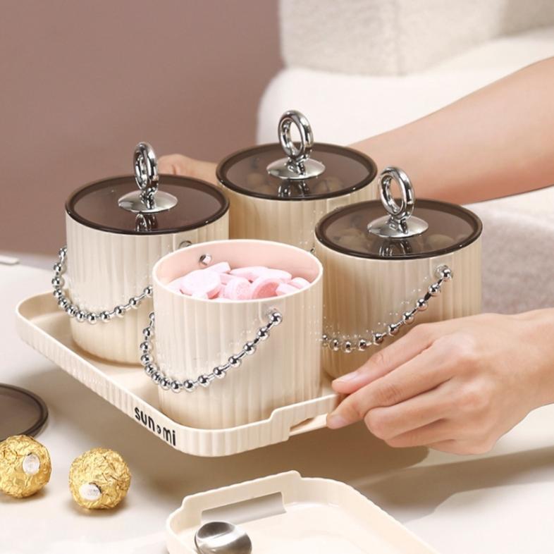 Sale 1Set Pengatur Kacang Toples Kue Kacang Permen Toples Set + Nampan Toples Imlek Lebaran