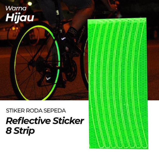 KLUDENG Stiker Roda Sepeda Reflective 8 Strip Stiker List Ban Sepeda