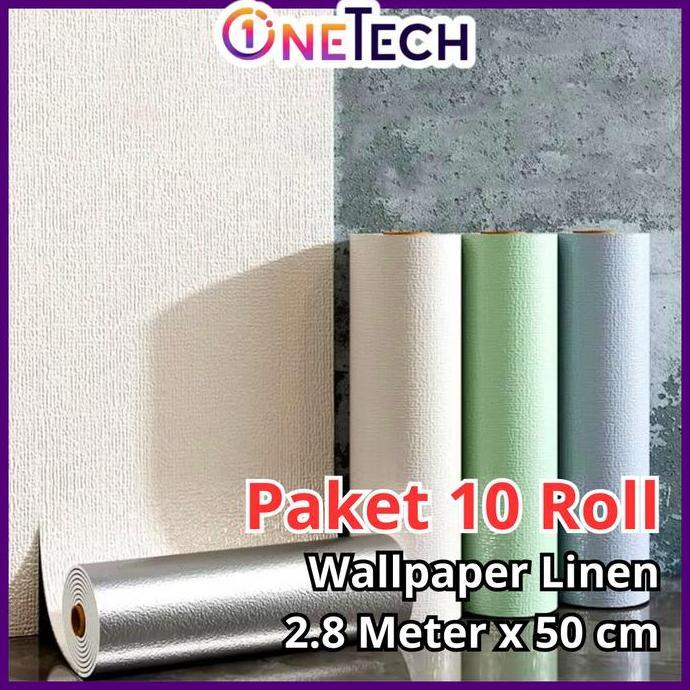 WHESTLI (PAKET 10 ROLL) Wallpaper Linen Foam 2,8 Meter Wallpaper Dinding Dekorasi Kamar Hiasan (A12)