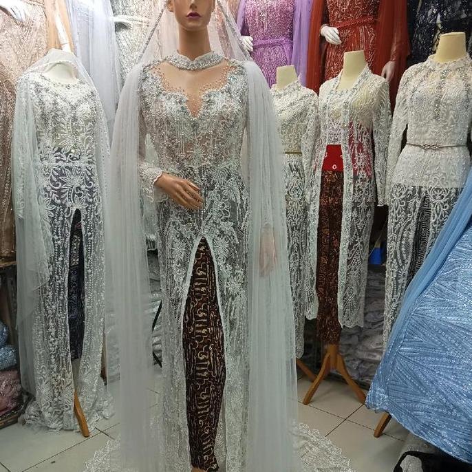 kebaya ekor putih pengantin fullpayet AS