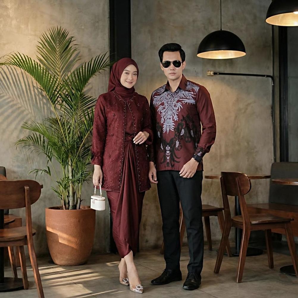 HOT ITEM Couple Modern Oneset Polos Outer Organza Kebaya Wisuda Lamaran Tunangan Baju Kondangan Keki
