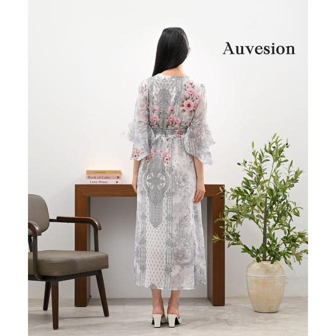 4992 Aquila Flower Strap Maxi Dress Casual Sifon Wanita Motif Bunga Panjang Pesta Floral