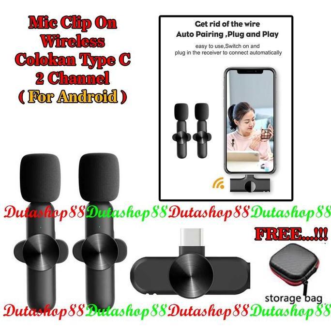 Microphone Wireless Mic USB Type-C & Lightning For Hp Android & Iphone