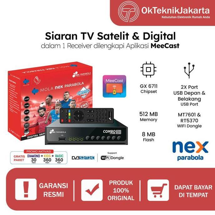 SUPER HEMAT - Receiver Parabola Dan Set Top Box Nex Parabola Combo (DVB S2 & DVB T2) Kabel
