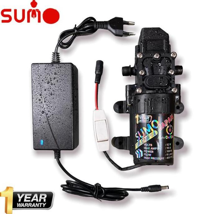 PAKET POMPA AIR SUMO JAPAN +400PSI DC & ADAPTOR 10AMPERE DINAMO ORIGINAL DAN TERPERCAYA