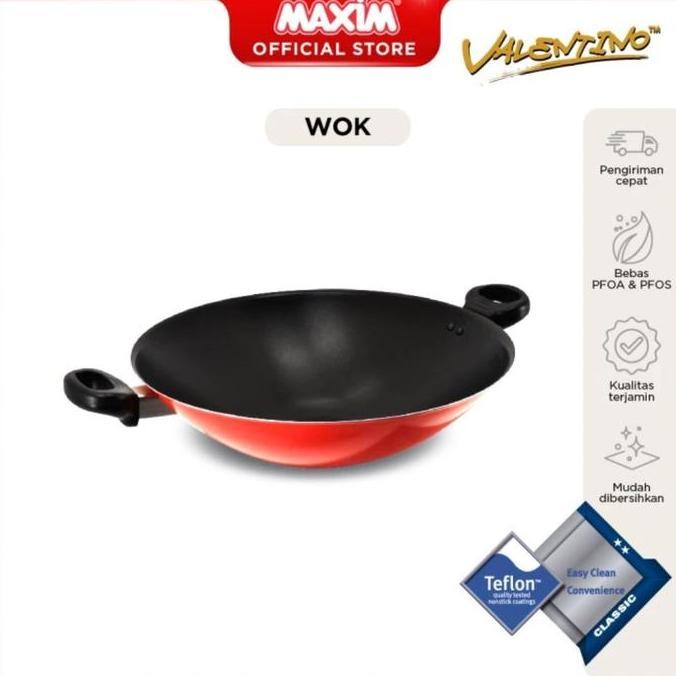 TERMURAH - Maxim Wok / Wajan Teflon Anti Lengket, Valentino Series