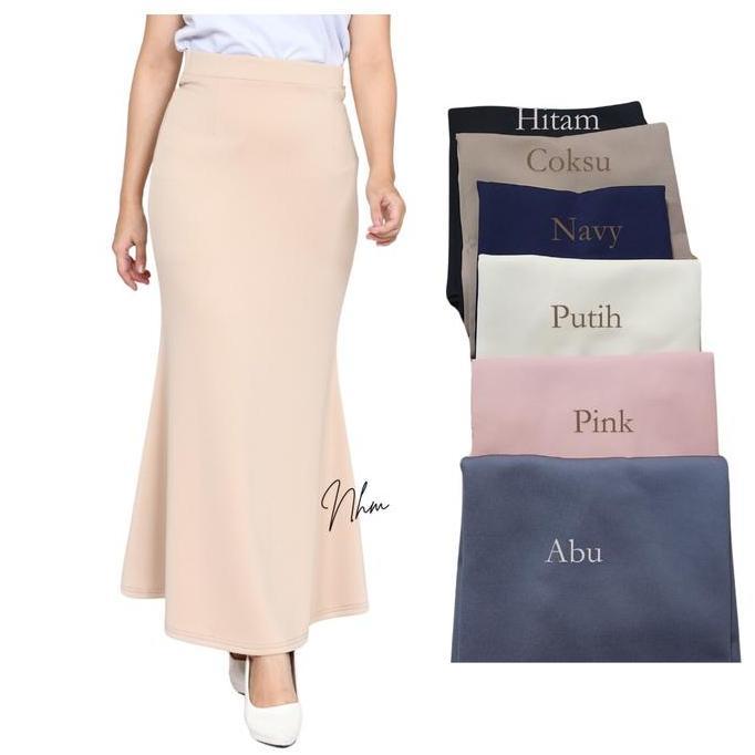 Rok Span Wanita Panjang Rok Duyung Mermaid Scuba Premium Bahan Tebal Adem Fit to L Cocok untuk OOTD 