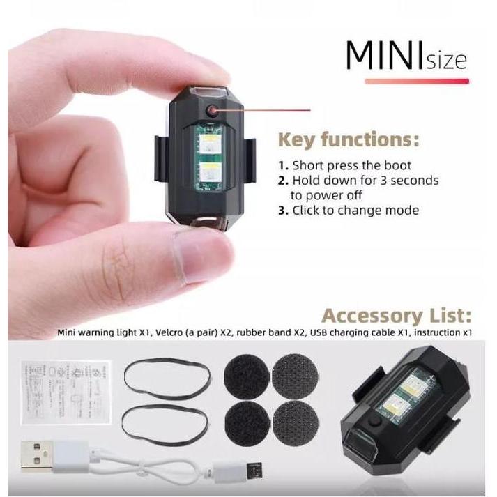 Promo Lampu Led Kedip Model Pesawat Mobil Sepeda Motor Flash Usb Charger Cod