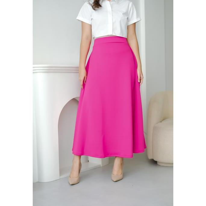 Ahlami.id Rok Flare Rok Scuba Premium Hitam Putih Rok Payung KS