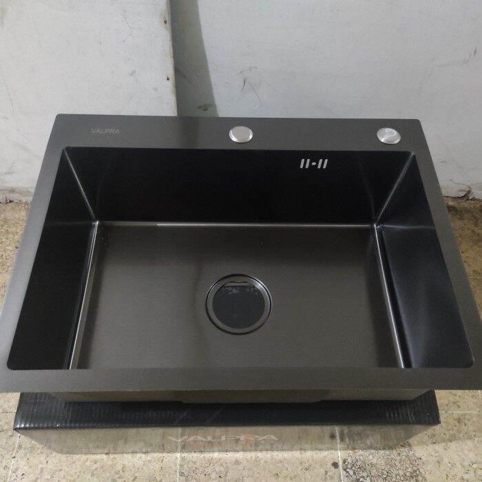KITCHEN SINK BAK CUCI PIRING VALPRA 6045 HITAM STAINLESS STEEL