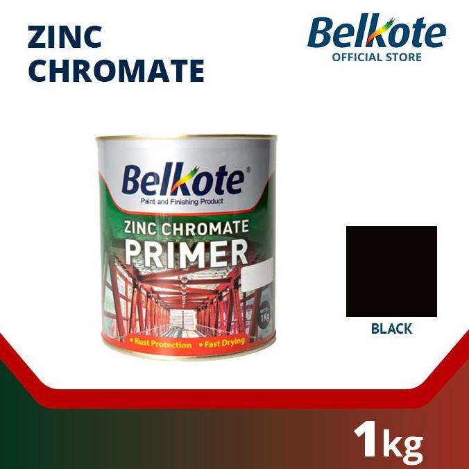 Cat Besi Anti Karat Belkote Zinc Chromate Hitam, 1 Kg Meni Dasar Terbaru 