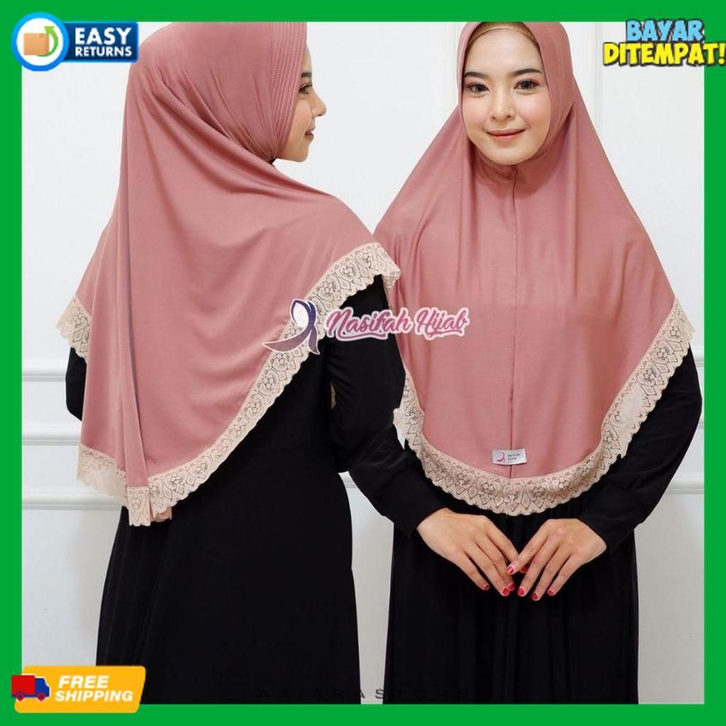 Nasifah Hijab2 - Jilbab Sari Renda / Jilbab Instan Renda Bahan Jersey