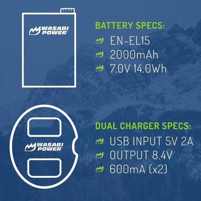NEW Wasabi Power Battery & Charger for Nikon EN-EL15 EN-EL15a EN-EL15b ENEL15 ENEL15a ENEL15b EN EL1